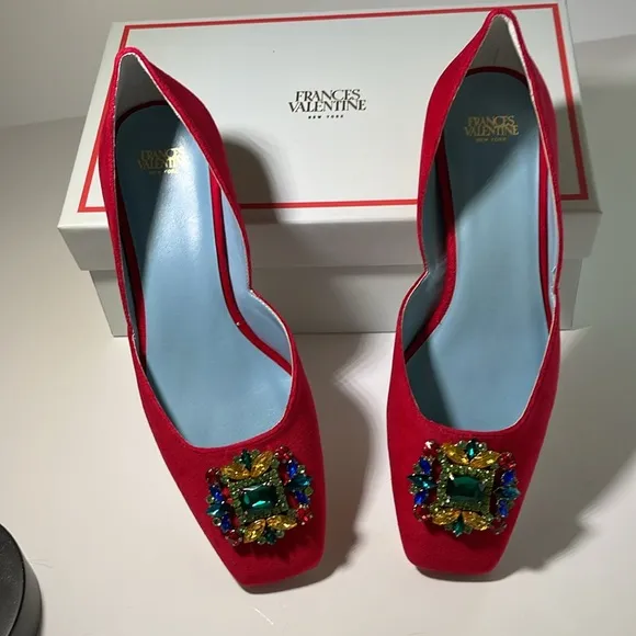 Francis Valentine Red Velvet Shoes