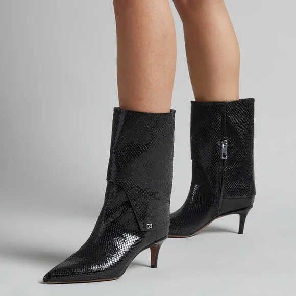 Franco Sarto Alberta Bootie - 9M -  Black Snake Print