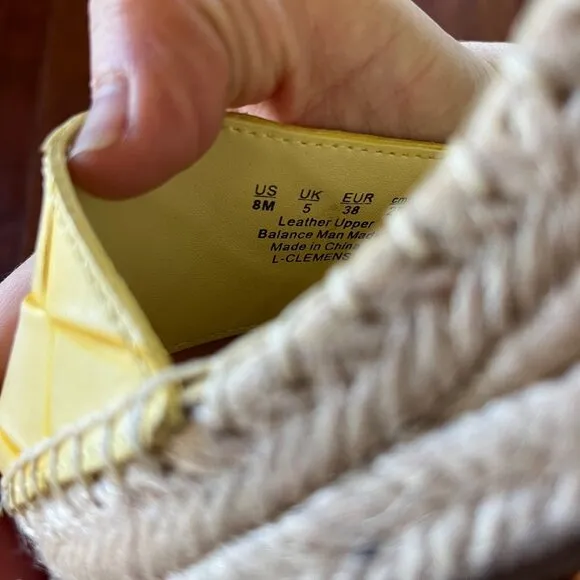 Franco Sarto Butter Yellow Basket Weave Woven Espadrille Wedge Sandals Size 8