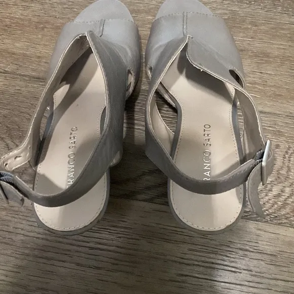 Franco Sarto Grey Leather Peep toe Cork heel shoes | size 8