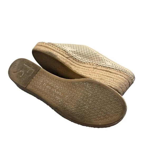 Franco Sarto Paige 2 Womens Platform Beige Perforated Peep-Toe Sandals Size 7.5