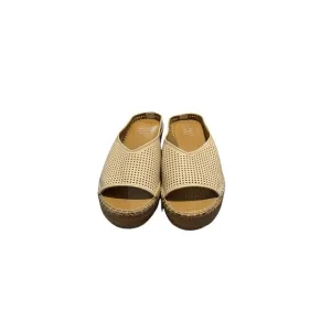 Franco Sarto Paige 2 Womens Platform Beige Perforated Peep-Toe Sandals Size 7.5