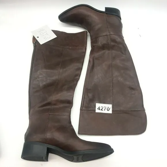 Franco Sarto Womens Daya Riding Boots Brown Leather Pointed Toe Zip 7M WC
