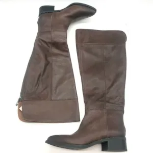 Franco Sarto Womens Daya Riding Boots Brown Leather Pointed Toe Zip 7M WC