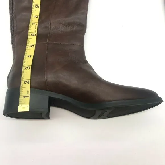 Franco Sarto Womens Daya Riding Boots Brown Leather Pointed Toe Zip 7M WC