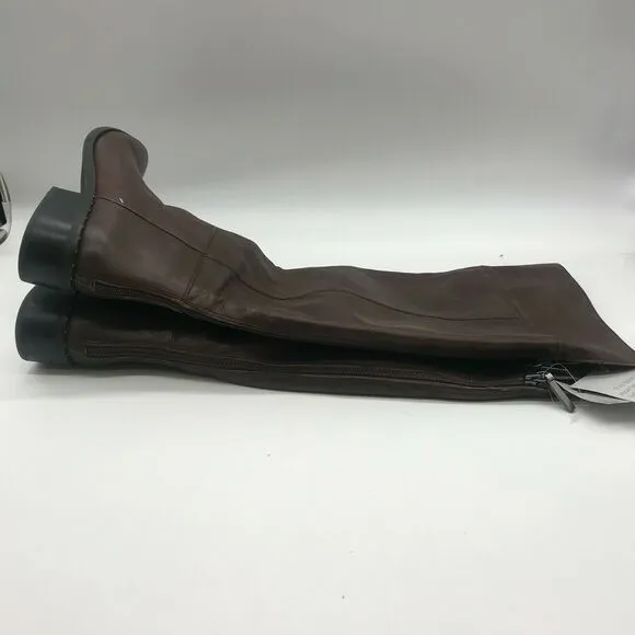 Franco Sarto Womens Daya Riding Boots Brown Leather Pointed Toe Zip 7M WC