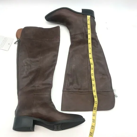 Franco Sarto Womens Daya Riding Boots Brown Leather Pointed Toe Zip 7M WC