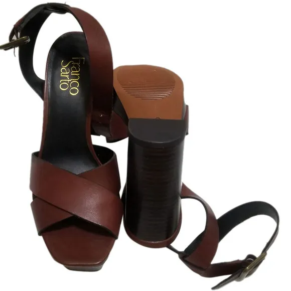 Franco Sarto Women's Marta, Strappy Leather Sandals Coffee Bean Brown 8.…