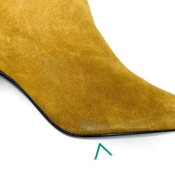 Freda Salvador Lonni Boots Cumin Suede Pointed Toe Block Heel Pull On Sz 10