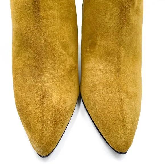 Freda Salvador Lonni Boots Cumin Suede Pointed Toe Block Heel Pull On Sz 10
