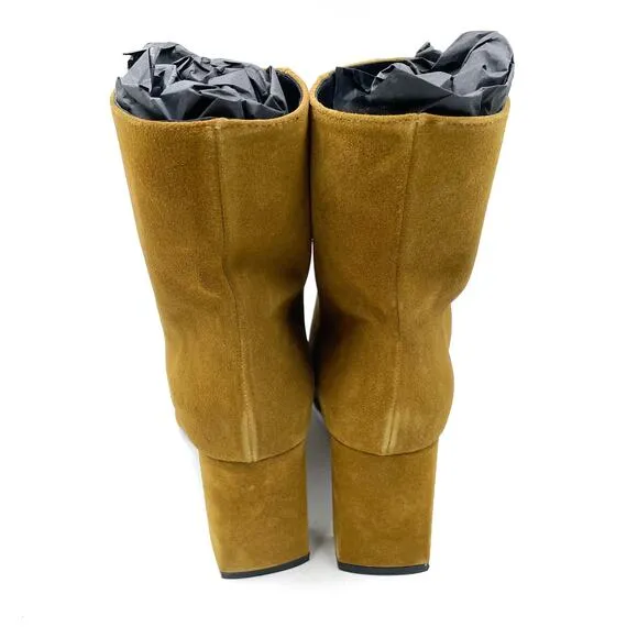 Freda Salvador Lonni Boots Cumin Suede Pointed Toe Block Heel Pull On Sz 10