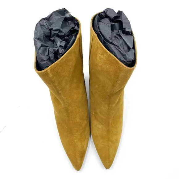 Freda Salvador Lonni Boots Cumin Suede Pointed Toe Block Heel Pull On Sz 10