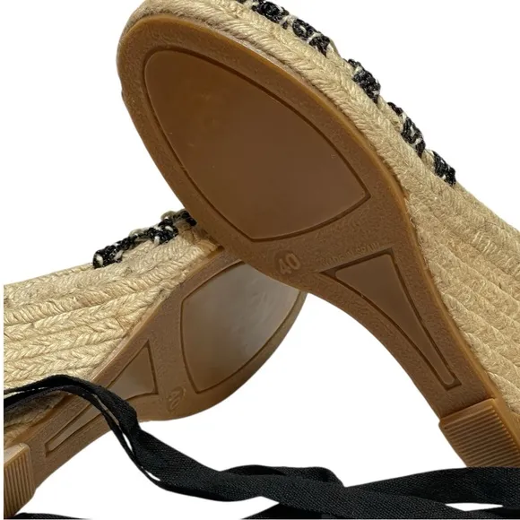 FREE PEOPLE AMALIF COAST WEDGE ESPADRILLE BLACK SANDALS  SZ 9.5 EU 40