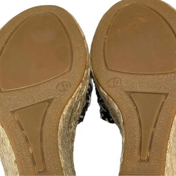 FREE PEOPLE AMALIF COAST WEDGE ESPADRILLE BLACK SANDALS  SZ 9.5 EU 40