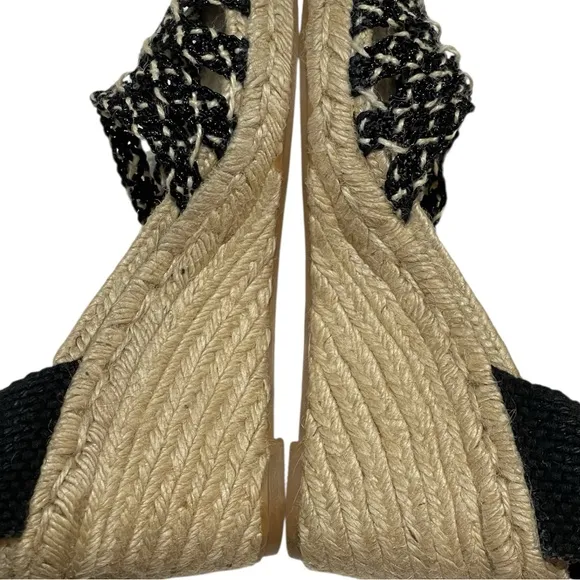 FREE PEOPLE AMALIF COAST WEDGE ESPADRILLE BLACK SANDALS  SZ 9.5 EU 40