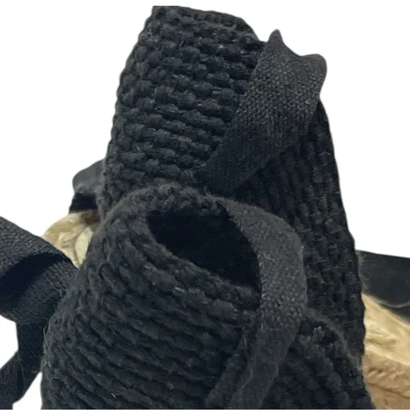 FREE PEOPLE AMALIF COAST WEDGE ESPADRILLE BLACK SANDALS  SZ 9.5 EU 40