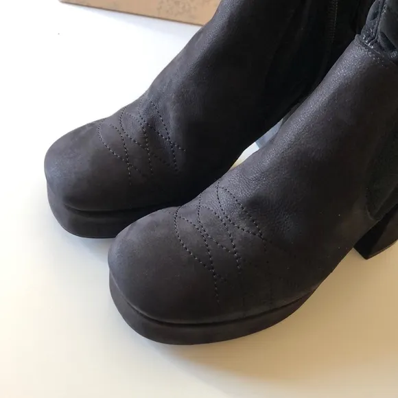 Free People Black leather Suede Platform Boots