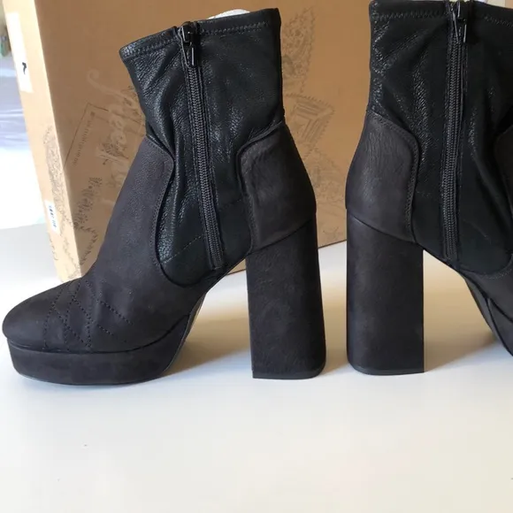 Free People Black leather Suede Platform Boots