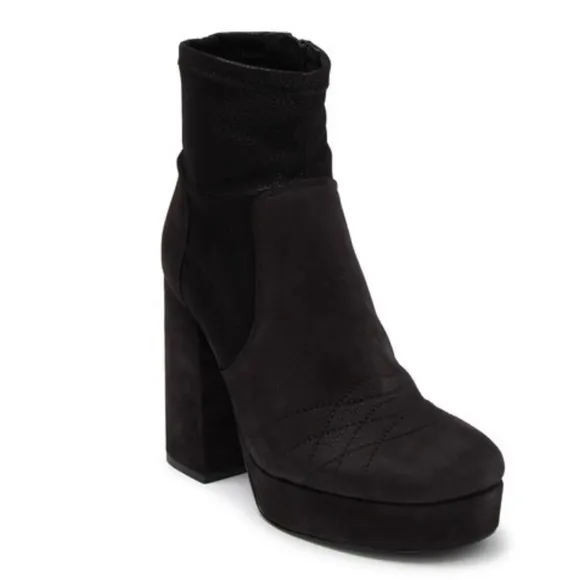 Free People Black leather Suede Platform Boots