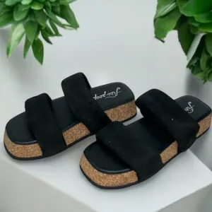 Free People Black Suede Platform Sandals (S5!