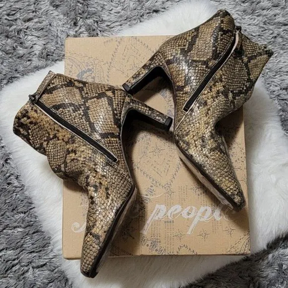 Free People Cybill Heel Boot Snake Print Size 37