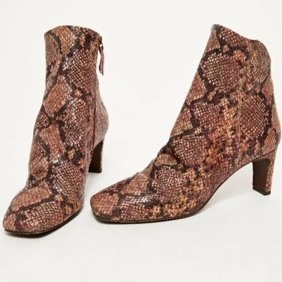 Free People Cybill Heel Boot Snake Print Size 37