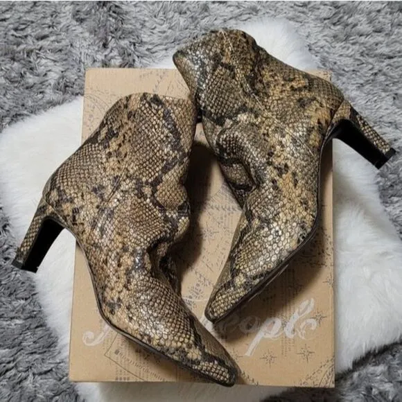 Free People Cybill Heel Boot Snake Print Size 37