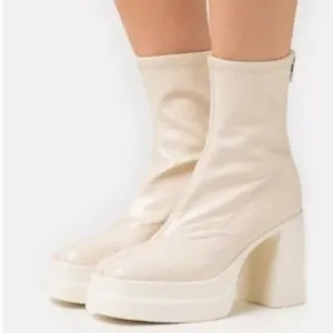 Free people double stack platform patent leather boots 39.5 Y2K retro 60s go go