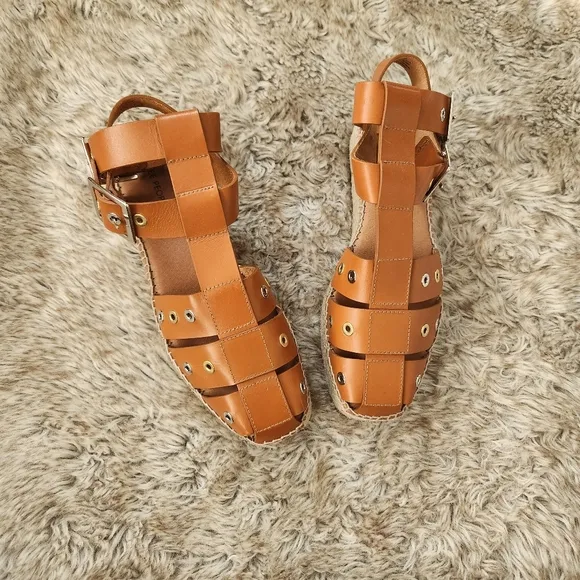 Free People Gable Gladiator Sandals Tan Leather Women's Size 8