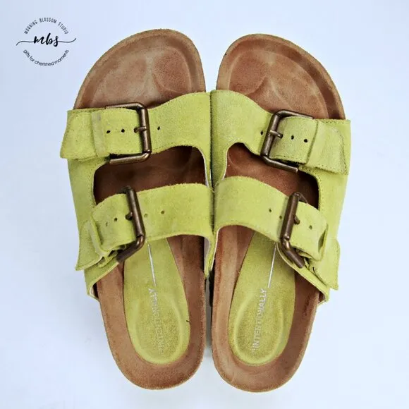Free People Intentionally Blank Rule Breaker Flatform Sandals Green Women US 6.5