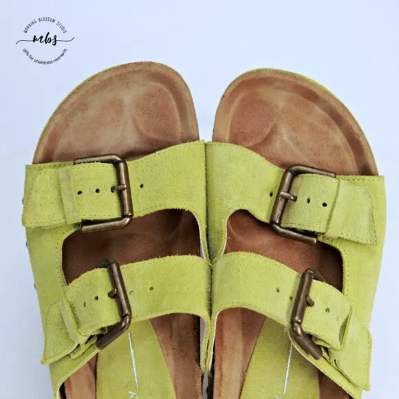 Free People Intentionally Blank Rule Breaker Flatform Sandals Green Women US 6.5