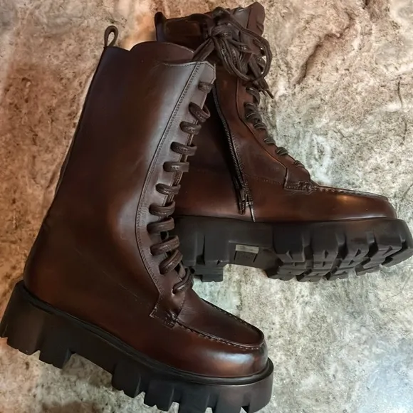 Free People Jones Lug Sole Lace Up Boots Black Cherry Size 8 NEW