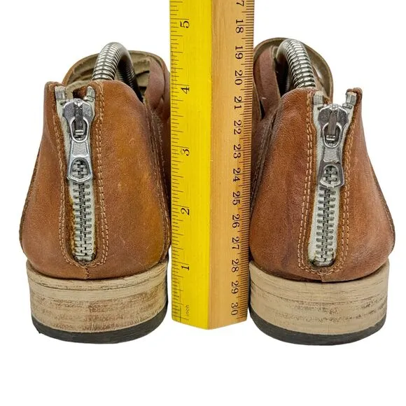 Free People Lost Valley Leather Ankle Bootie 38 7.5 Western Brown Festival Boots