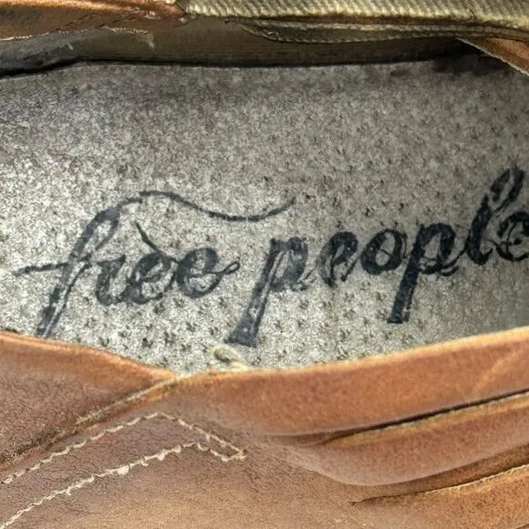 Free People Lost Valley Leather Ankle Bootie 38 7.5 Western Brown Festival Boots