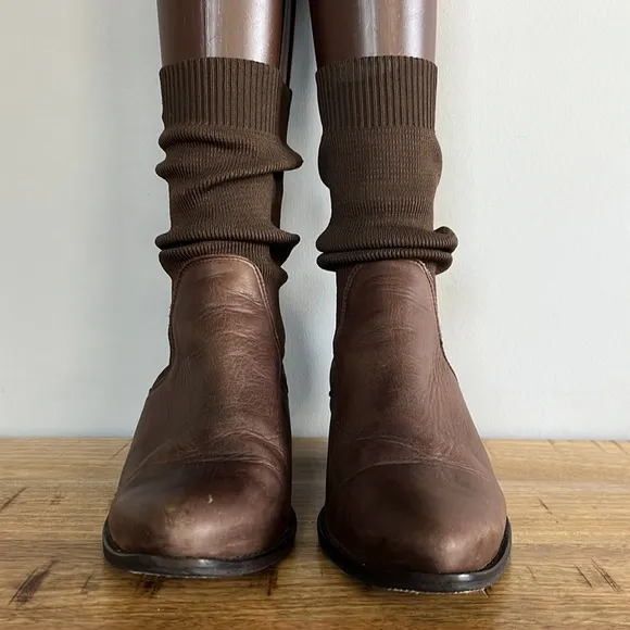 Free People Merritt Brown Leather Sock Slouch Boots size 6