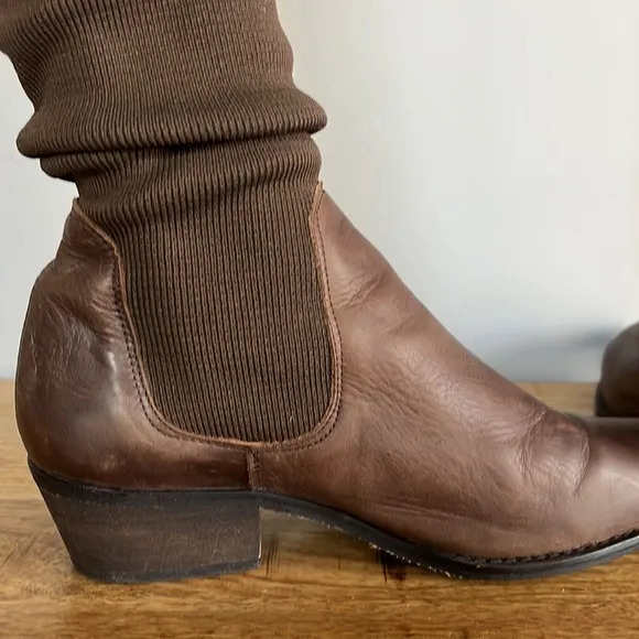 Free People Merritt Brown Leather Sock Slouch Boots size 6