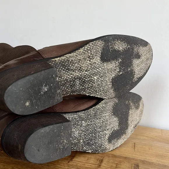 Free People Merritt Brown Leather Sock Slouch Boots size 6