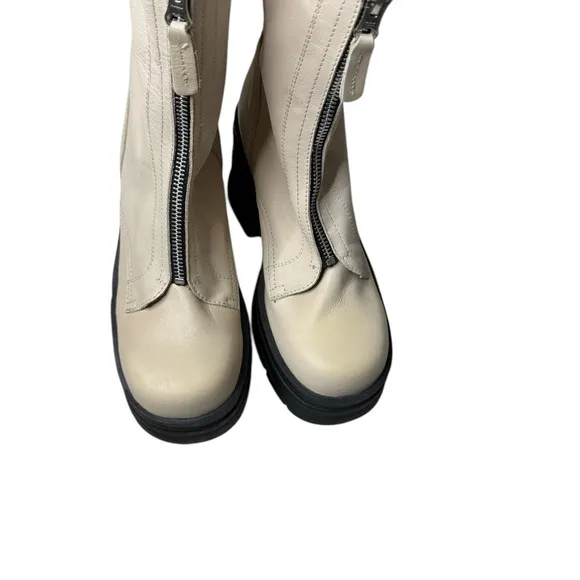 Free People Myles Zip Front Leather Moto Boots, NWOB, Size 8