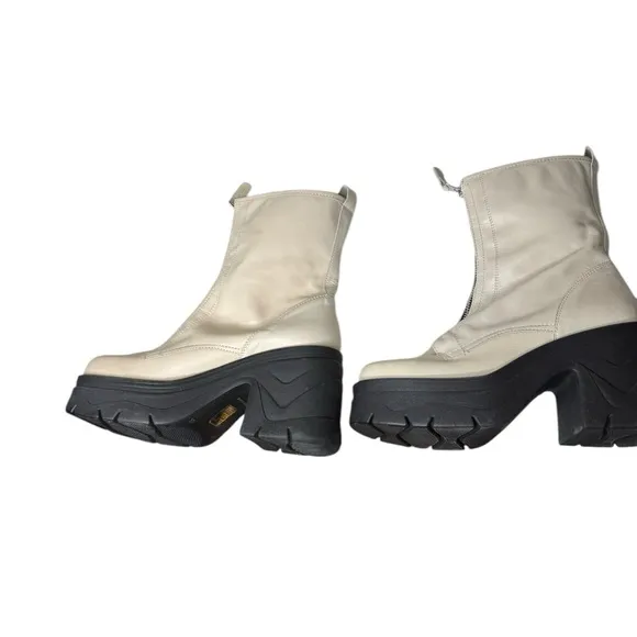 Free People Myles Zip Front Leather Moto Boots, NWOB, Size 8