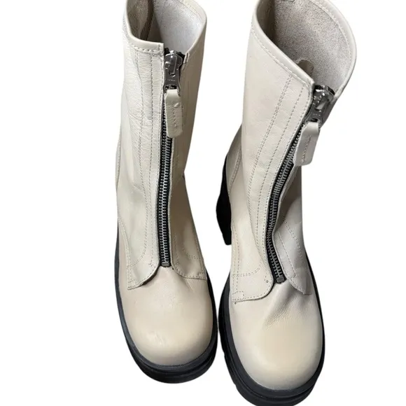 Free People Myles Zip Front Leather Moto Boots, NWOB, Size 8