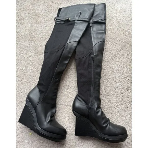 Free People Nicholas K Jedda Over The Knee Leather Boots Size 38/7.5 bikercore