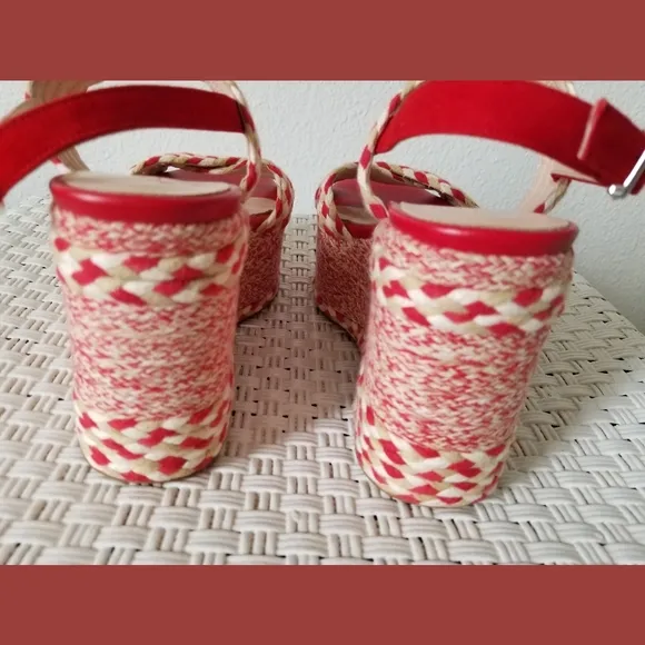 Free People NWOT Dolce Red Woven Platform Sandals Sz 8 or EU 38