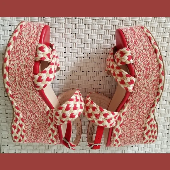 Free People NWOT Dolce Red Woven Platform Sandals Sz 8 or EU 38
