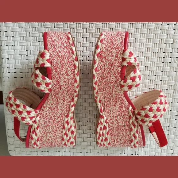 Free People NWOT Dolce Red Woven Platform Sandals Sz 8 or EU 38