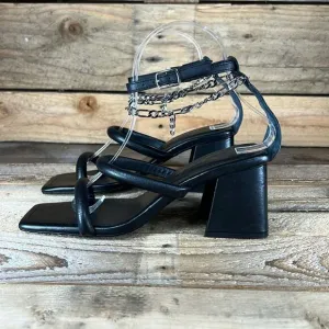 Free People Parker Chain Block Heel - Black Leather - 6.5-7 - New without box