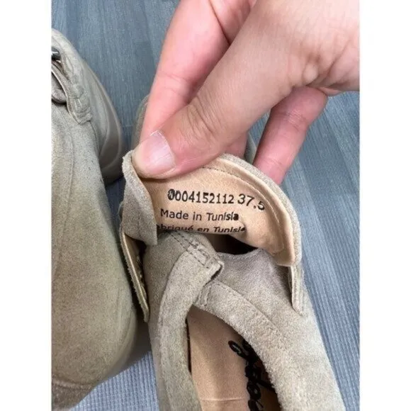 Free People Platform Loafers Tan Suede  37.5/7.5 Double Stacked
