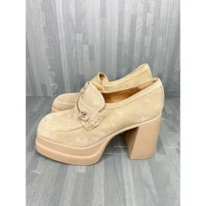 Free People Platform Loafers Tan Suede  37.5/7.5 Double Stacked