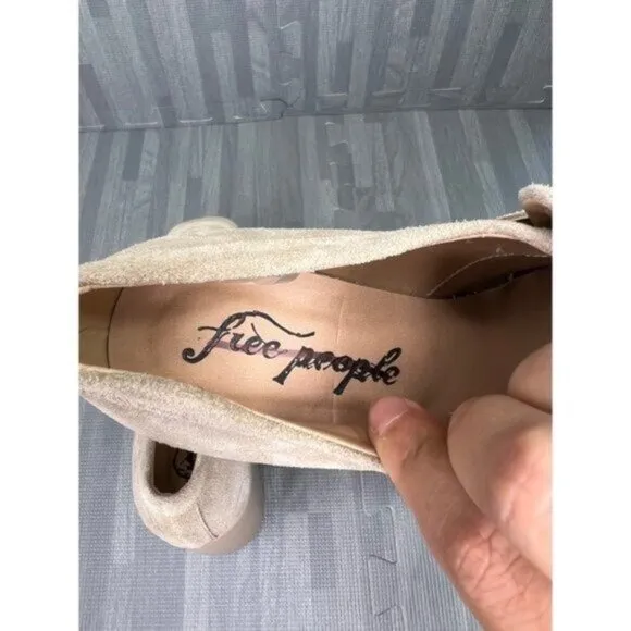 Free People Platform Loafers Tan Suede  37.5/7.5 Double Stacked