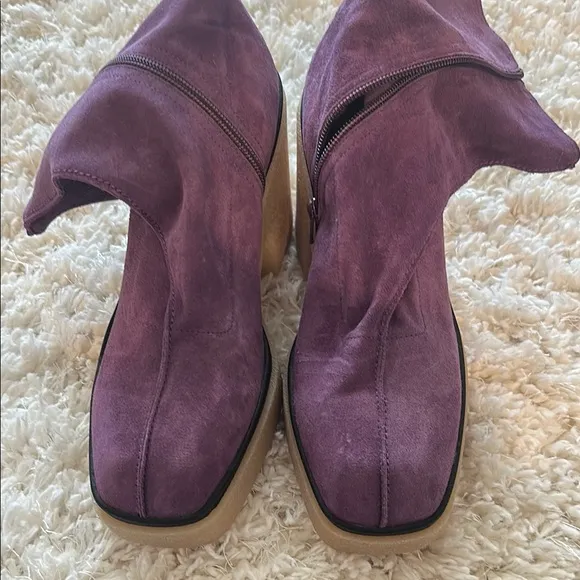 Free People Purple Heeled Boots with Square Toe