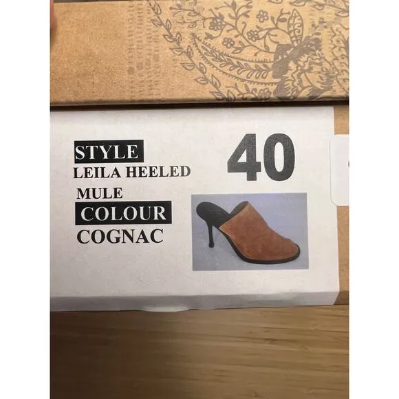 Free People Sz 40(US10)-Leila Heeled Suede Cognac Mule NEW IN BOX!